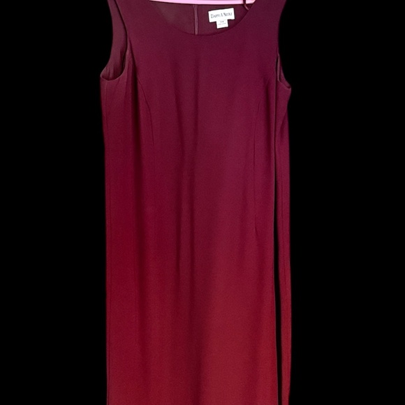 Danny & Nicole 2 pc Sheath Sleeveless Long Sheer Dress Burgundy Beaded Zip 16 - Picture 9 of 12